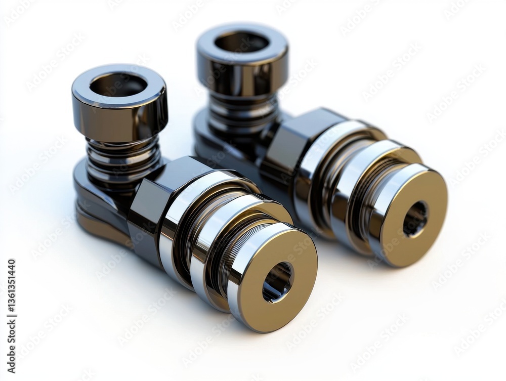 Poster metallic mechanical components in high-resolution for engineering use