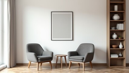 Minimalist Living Room With Frame Mockup
