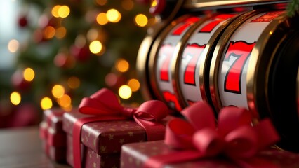Christmas Slot Machine With Gift Boxes
