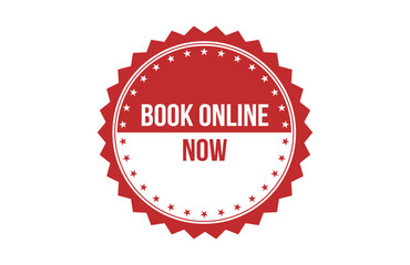 Book online now red ribbon label banner.