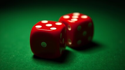 Two Red Dice On Green Felt
