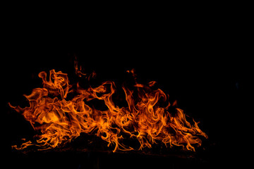 The fire, burning flame. Large burning flaming fire.