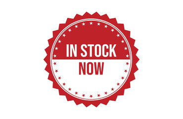 In Stock Now red ribbon label banner.