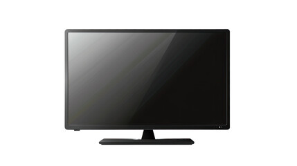 Fototapeta premium Minimalist Modern TV: A sleek, flat-screen television, radiating a dark, unlit ambiance, is captured front and center in a straightforward studio shot.