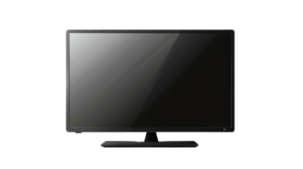Minimalist Modern TV: A sleek, flat-screen television, radiating a dark, unlit ambiance, is captured front and center in a straightforward studio shot.
