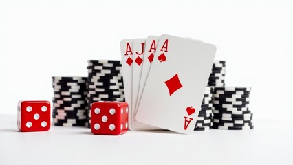 Obraz premium Aces Hand And Poker Chips Still