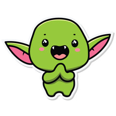 Cute goblin vector illustration with pleading expression isolated on white background can be used for stickers