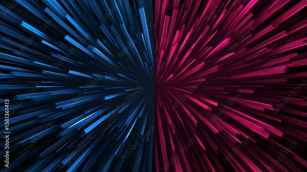 Poster the image contains a vibrant abstract design featuring two contrasting halves. one side is composed 