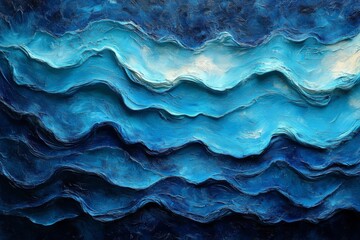 Obraz premium Abstract Blue Waves With Textured Layers
