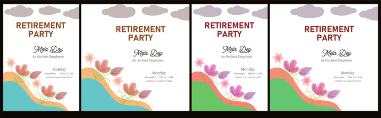 Retirement Flyer Design Template . Happy retirement party invitation flyer design.square banner, and a4 poster, Retirement flyer template. Happy retirement party flyer design.