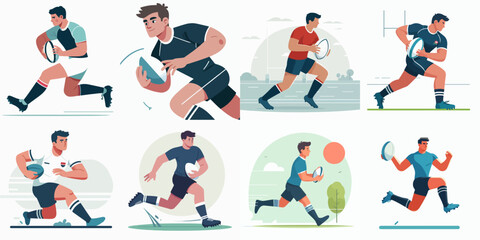 vector collection of a young male baseball athlete