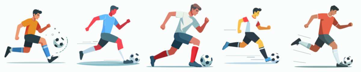 vector collection of a young male soccer athlete