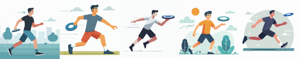 vector collection of a discus thrower athlete