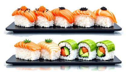 Exquisite Sushi Platter Displaying Variety of Rolls