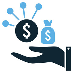 Revenue stream icon vector representing business income, financial flow, and multiple earning sources. Ideal for startups, finance, and corporate success.