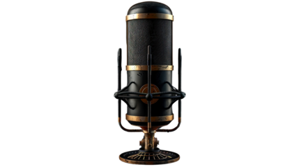 Vintage Microphone: A classic, detailed studio microphone with a vintage design, capturing the essence of old-school audio recording.