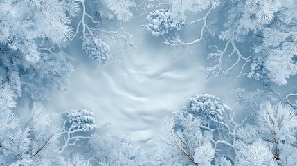 Winter Wonderland: Aerial View of a Snow-Covered Forest Path AI Generated