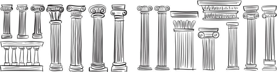 Collection of classic architecture columns illustration