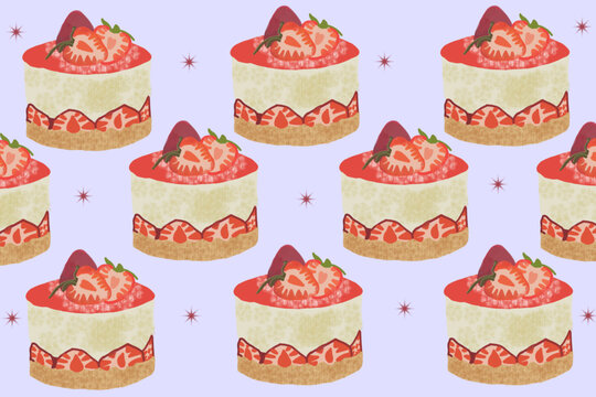 Cute Cake and bakery sweet Food Cartoon perfect seamless pattern