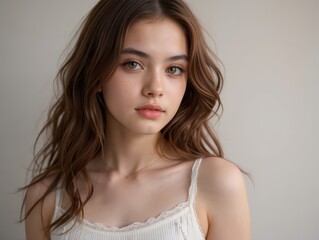 Fototapeta premium Young woman with natural beauty and long hair.