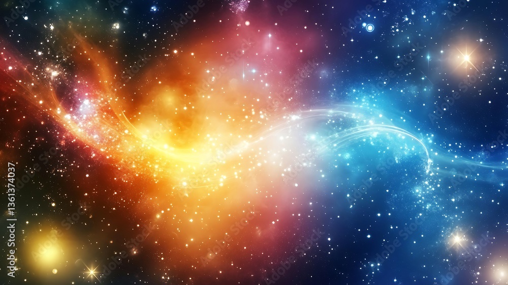 Poster vibrant nebula swirls across the cosmos with display of celestial colors stellar formations for expl