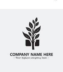 Plant illustration for logo company black and white vector image
