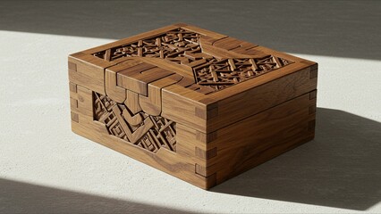 Handcrafted Wooden Box with Intricate Carvings