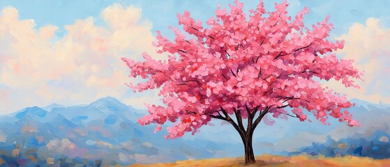 Seasonal cherry blossoms blooming in harmony with a vibrant park landscape