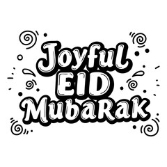 Fototapeta premium Joyful Eid Mubarak typography design.