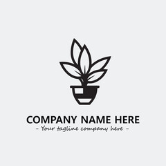 Plant illustration for logo company black and white vector image

