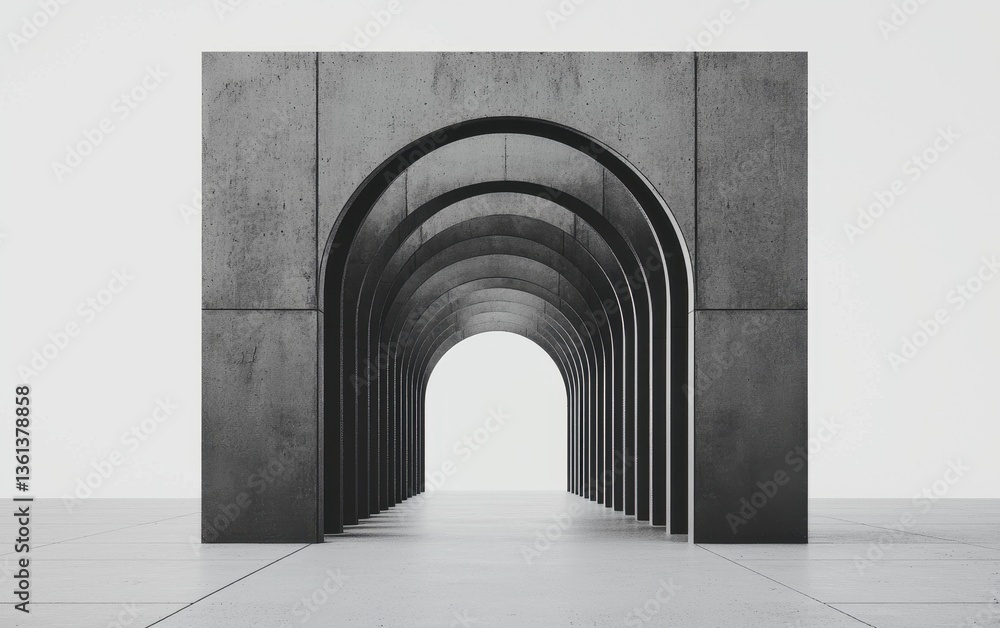 Poster abstract architectural concrete archway in minimalist setting