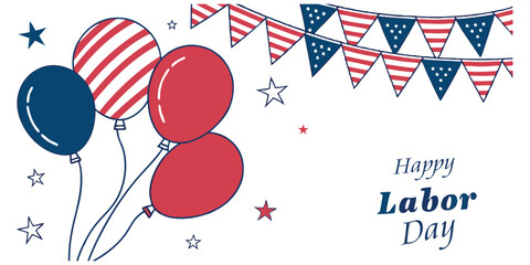 Obraz premium Festive Labor Day Greeting Featuring American Flag Balloons
