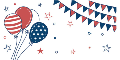 Obraz premium Celebration Artwork with Red, White, and Blue Balloons