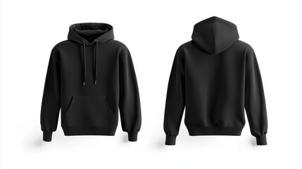 Black Hoodie Mockup: Front and Back View - Blank Sweatshirt Template for Design