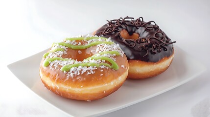 Hand-Crafted Donuts Artfully Presented on a Rustic Wooden Plate