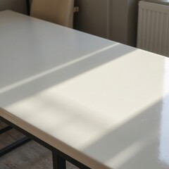 "Minimalist Ceramic Tabletop Reflecting Light in a Clutter-Free Setting for Placement Product"