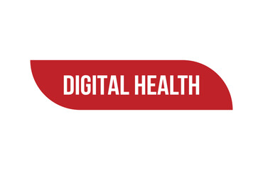 Red banner digital health isolated on white background.