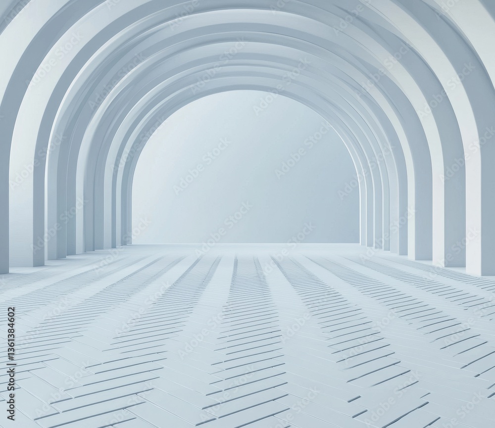 Poster minimalist architectural design with curved arches and empty space