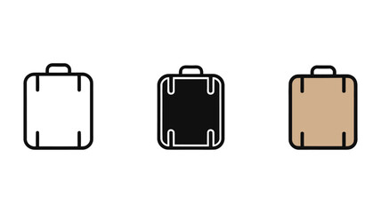 Versatile Set of Suitcase Icons for Travel, Luggage, and Adventure Apps. Ideal for tourism, travel websites, and mobile apps that require intuitive luggage and packing symbol designs