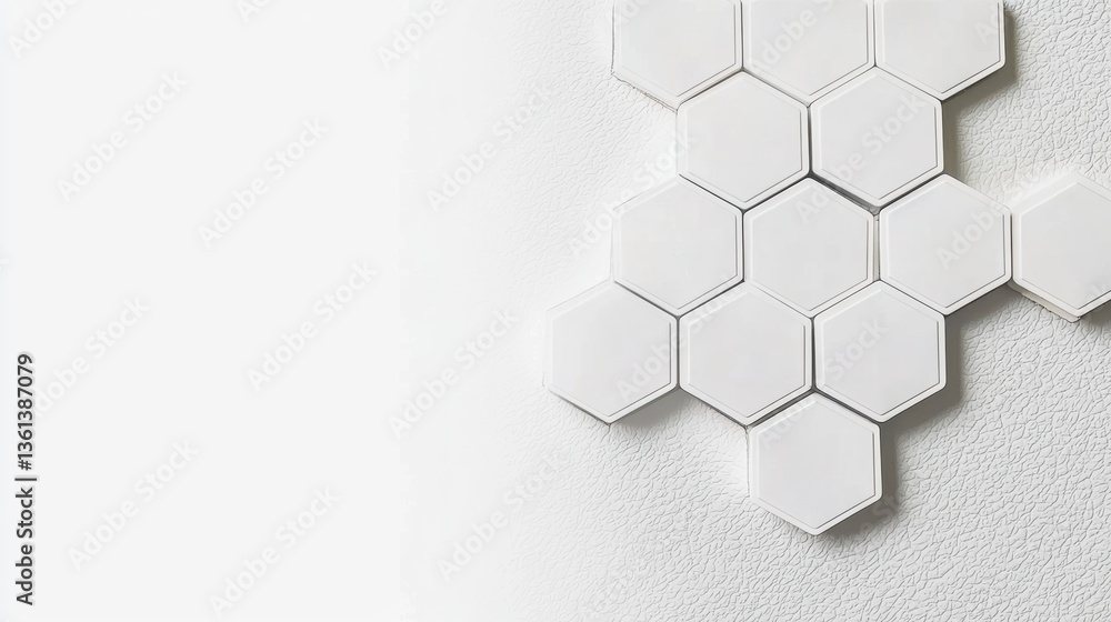 Poster creating modern hexagonal patterns interior design wall art minimalist style close-up view contempor