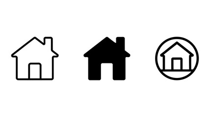 Obraz premium A collection of house icons, ranging from basic home designs to modern interpretations, perfect for real estate, housing apps, or web projects focusing on property or living spaces