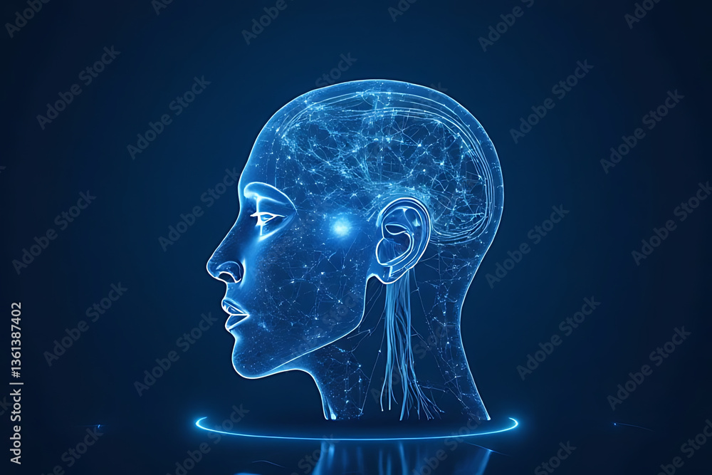 Poster futuristic neural network analysis digital environment 3d visualization sci-fi concept