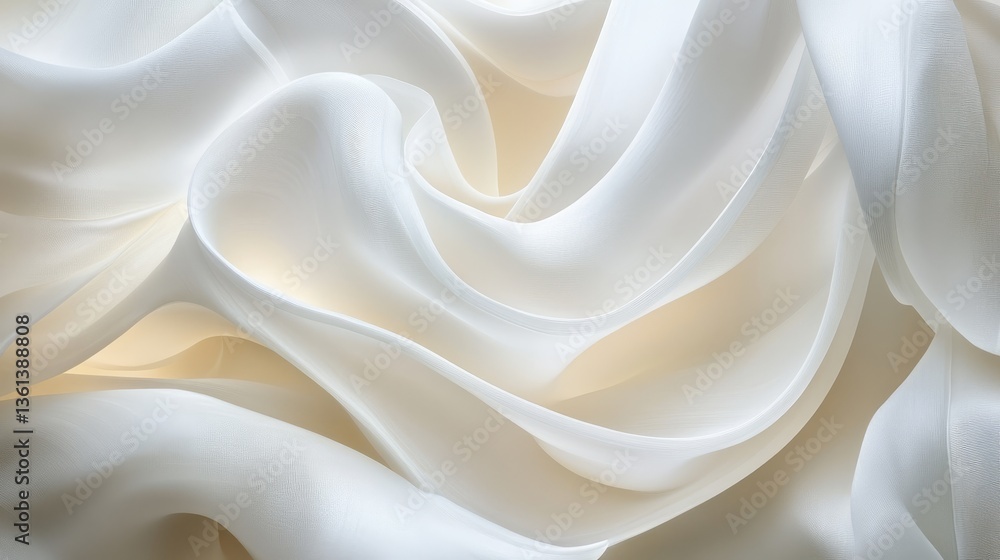 Poster elegant soft white fabric drapery with gentle flow and texture for background or design use