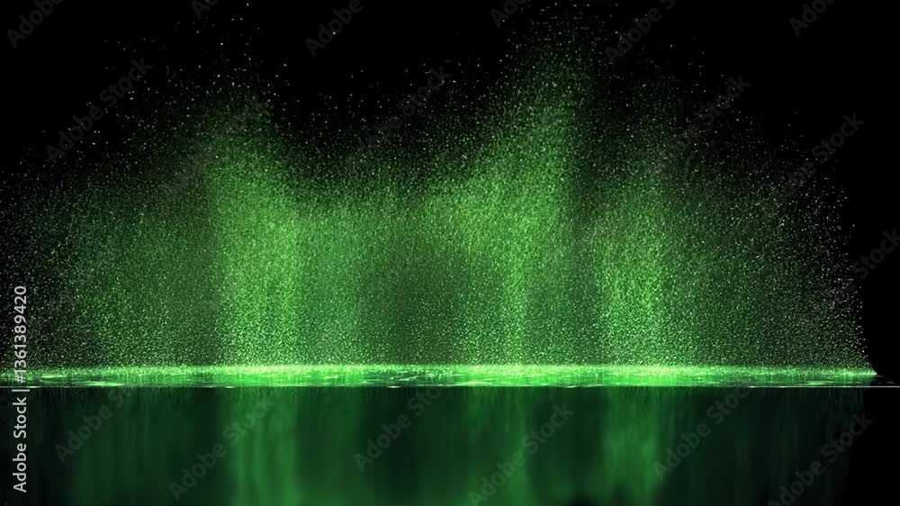 Aufkleber mesmerizing display of shimmering green particles creates stunning visual effect against dark backgr