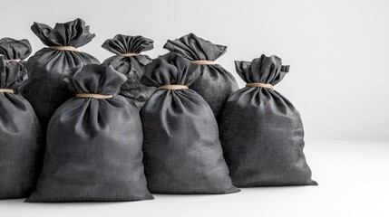 Mysterious Black Money Bags: Finance, Wealth, and Business Concepts