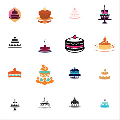 Christmas and birthday icon set with cakes cupcakes and sweets