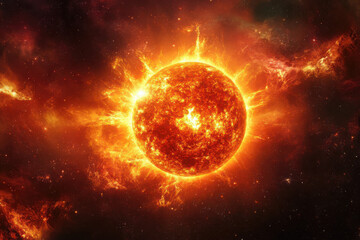 Obraz premium Large red sun