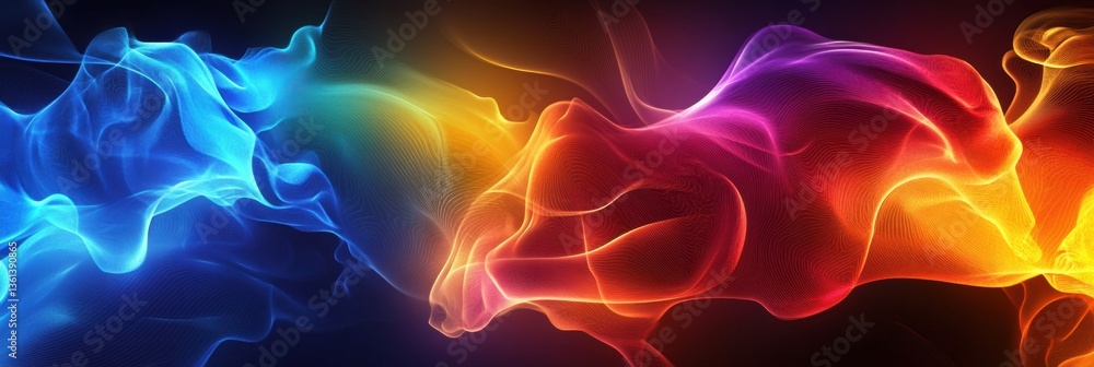 Fototapete surreal abstract composition featuring glowing farm animals with smooth gradients in a dreamlike atm