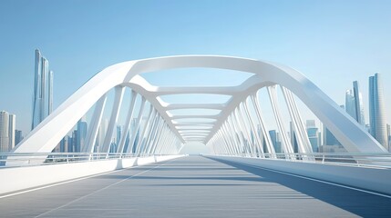 Obraz premium Innovative bridge engineering advances in urban architecture city skyline modern design clear sky futuristic concept