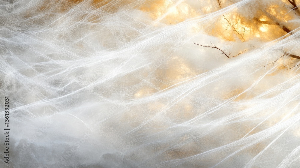 Aufkleber ethereal glimpse of nature with soft focus and delicate light filtering through spider silk threads